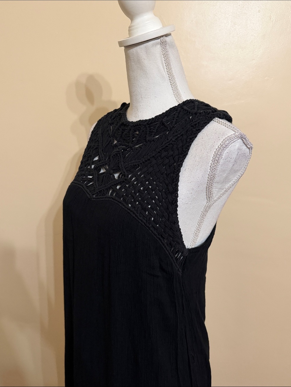 Roxy Black Crochet Yoke Maxi Dress - Picture 4 of 13